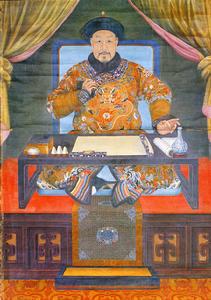 乾隆朝服写字像轴