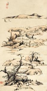八大山人《仿倪云林山水》(局部)
 八大山人《仿倪云林山水》(局部)